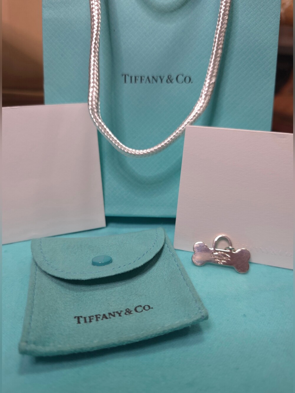 TIFFANY & CO DOG TAG PENDANT CHARM COMES WITH ALL SHOWN